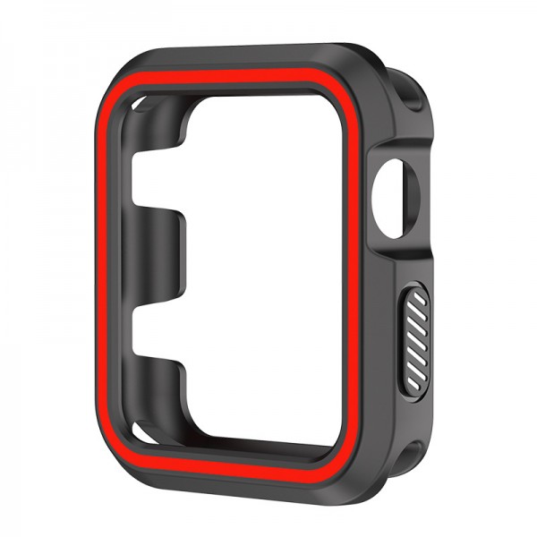 OEM Θήκη Σιλικόνης silicone case για Apple Watch 7 45mm Μαύρο - Κόκκινο